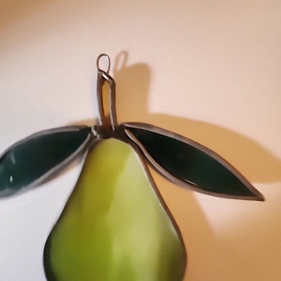 AS IS READ Stained Glass Pear Suncatcher Fruit Window Hanging Needs Repair - Picture 6 of 6
